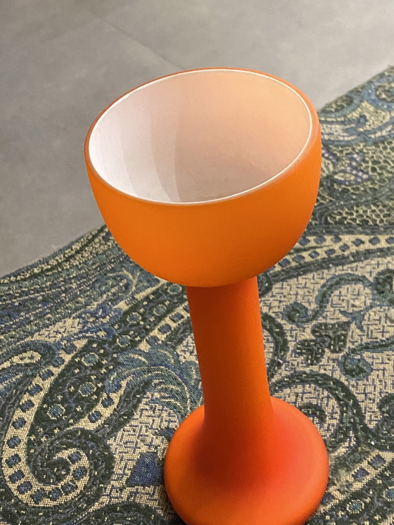 Image 1 of Vase Carlo Moretti en satin orange et blanc 24,5 cm