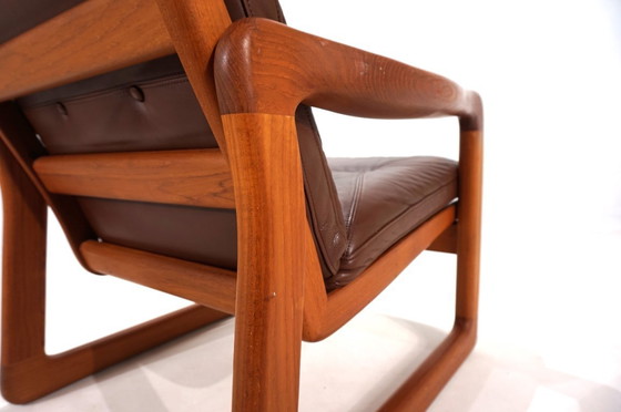 Image 1 of EMC teakhouten leren fauteuil, 1960