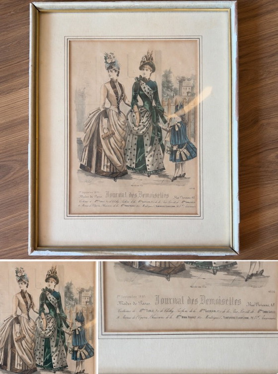 Antiker Modedruck Journal des Demoiselles 1885 – handkoloriert – Kunstdrucke, Glass, Paper (photo 5 of 5)