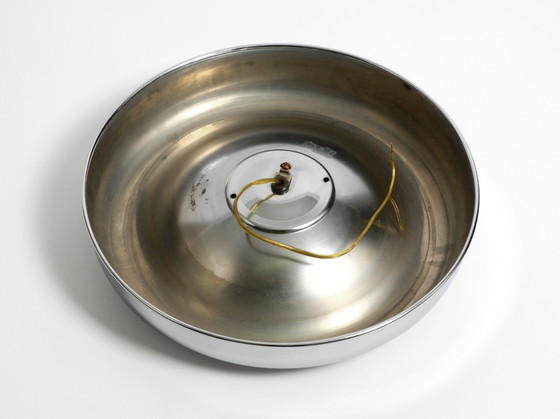 Image 1 of Ronde verchroomde plafond- of wandlamp uit Italië | origineel Mid Century space age ontwerp