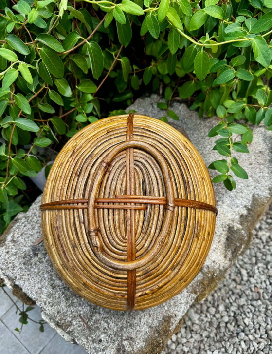 Grande cesto in rattan ottone Gabriella Crespi anni '60 – Oggetti decorativi, Wicker, Italian Design (photo 6 of 7)