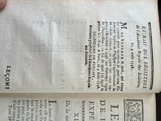 2 libri originali di fisica francese del 1745 e del 1748 – Nollet – Libri d'arte, Leather, Paper (photo 6 of 12)
