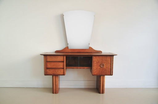 oak art deco dressing table