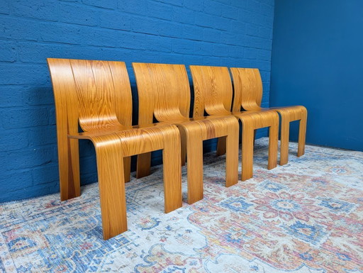 4x sedie vintage a listelli, Gijs Bakker per Castelijn, anni '70