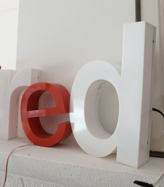 Image 1 of Lot De 4 Lettres Lumineuses D'Enseigne Vintage - Années 70