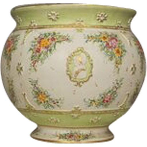 Jarrón de cerámica vintage decorado a mano por G. Deruta, 1970