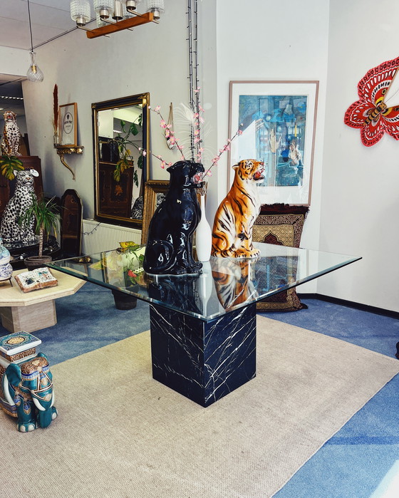 Image 1 of Table de salle à manger vintage Marbre Verre