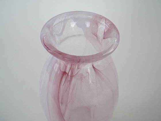 Image 1 of Pink glass vase, Italian design, 1980s, made in Italy