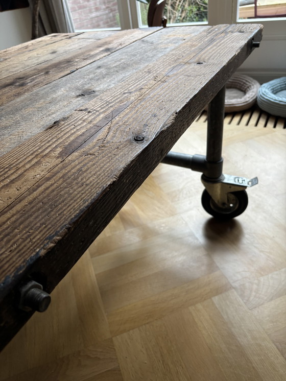 Image 1 of Table scaffolding wood and pipes 