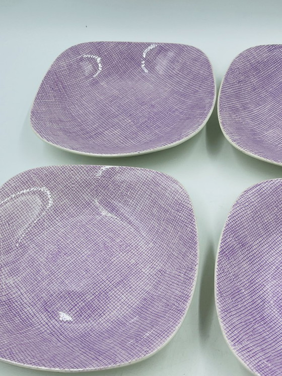 Image 1 of Set di 6 piatti fondi Boch La Louvière – Motivo Seduction 1962 – Vintage belga