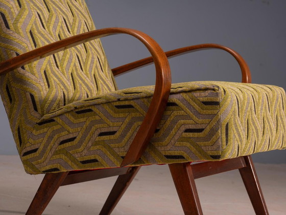 Sillones de madera curvada restaurados por Jaroslav Šmídek, par, Checoslovaquia, tapicería nueva en beige y (photo 6 of 7)