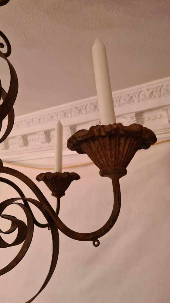 Image 1 of Chandelier with 6 candles - Baroque - Iron (cast iron/wrought iron)