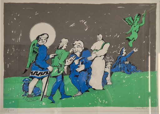 Lucebert Sérigraphie 1973 - Et il ouvrit les yeux
