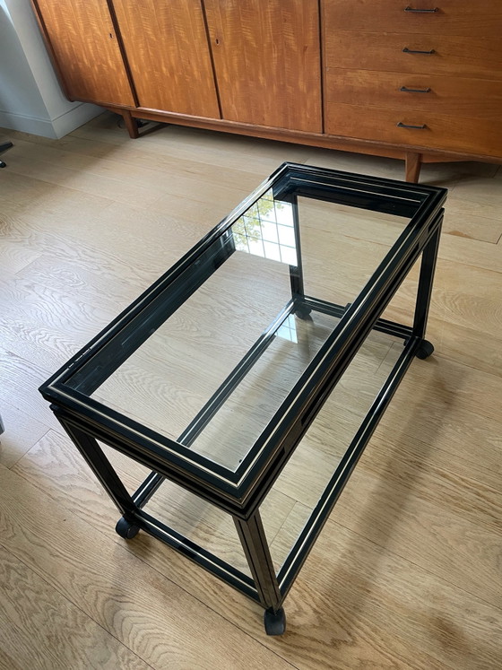 Mesa de centro de diseño Pierre Vandel Paris - carrito de bar, Mesas de centro, Vidrio, Aluminio, Negro (foto 5 de 10)