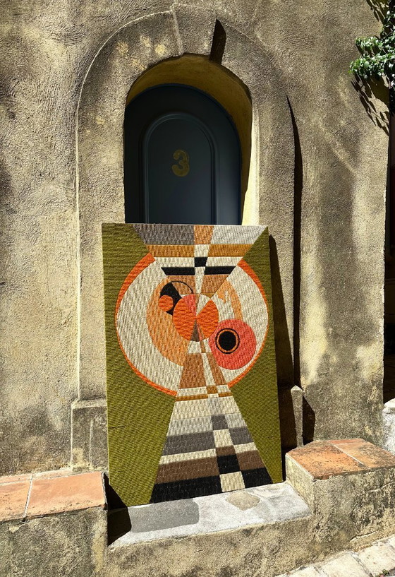 Image 1 of xGroßer kinetischer Original-Wandteppich OPart. Frankreich, 70er Jahre