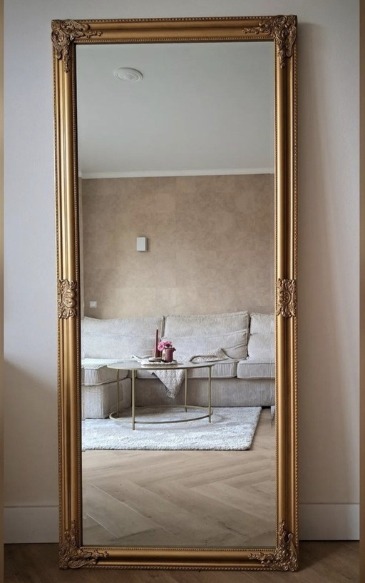 Gold bronze vintage antique look mirror with facet