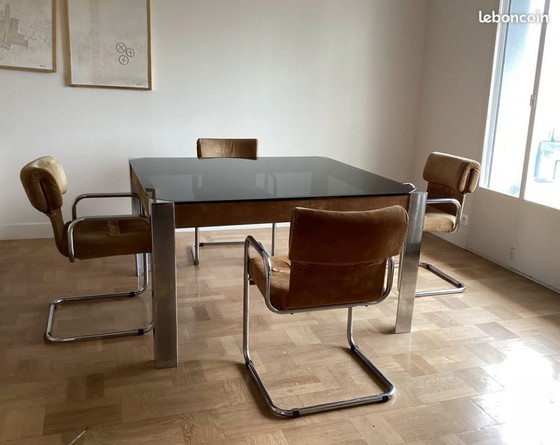Image 1 of Tavolo da pranzo e sedie vintage, design italiano di Guido Faleschini