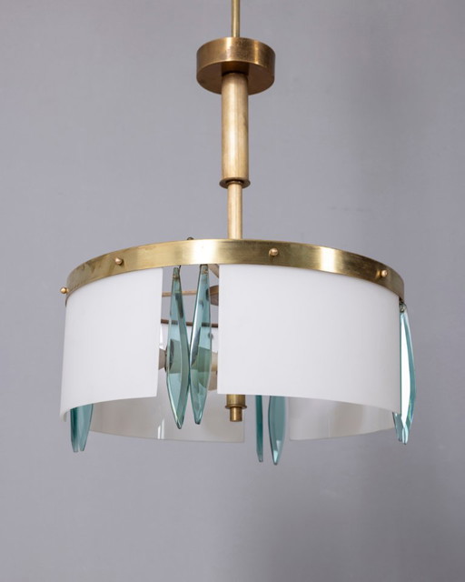 Vintage 1950s Italian Design Chandelier in Blue Glass and Crystal – kroonluchters