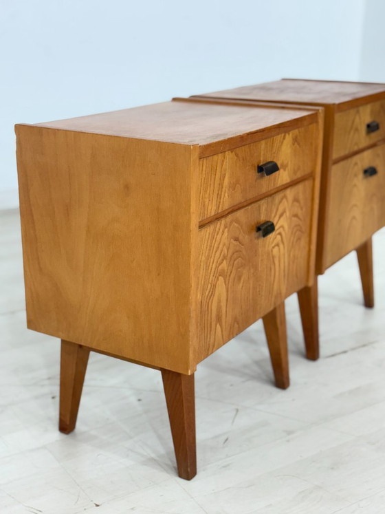 Image 1 of 2x Vintage nachtkastjes / Nachtkastjes in mid-century stijl / Vintage nachtkastjes