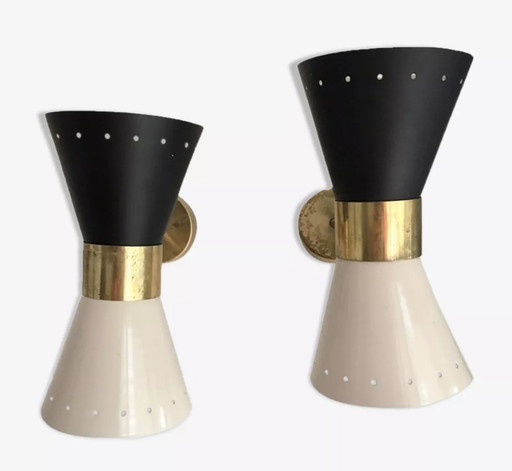 Pair of diabolo wall lights WHITE@BLACK