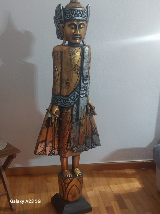 Tempelwächter Buddha, 1'60 cm. – Bildhauerei, Holz (photo 9 of 9)
