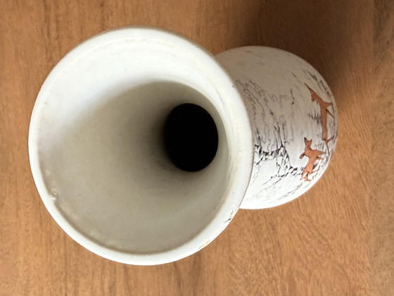 Image 1 of Vintage Vase With Print Deer