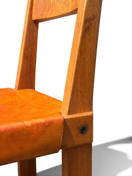 Authentic Pierre Chapo S24 Brutalist Chair - Solid Elm & Leather – Dining chairs (photo 8 of 16)