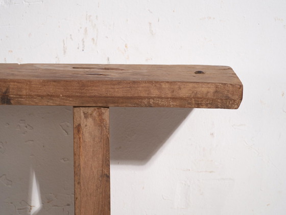 Antique Elm Wood Bench, China, circa 1900, Benches, Rustic (photo 7 of 7)