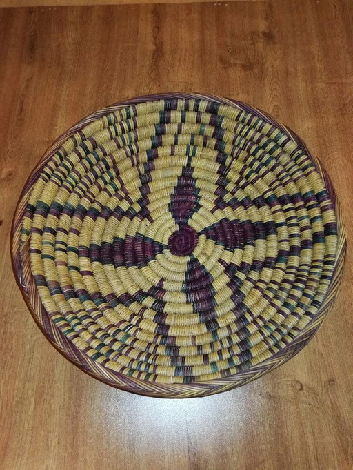 Vintage oriental woven basket basket