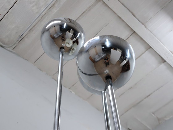 Image 1 of Lamperti 3-koloms chromen vloerlamp uit de jaren 70, ruimtevaarttijdperk Italiaans design