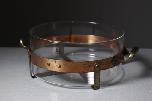 Nilsjohan Sweden - Grand Plat Four/Service Cuivre & Verre "Traktör" Design 1980s – tafelaccessoires, Glass (photo 2 of 8)