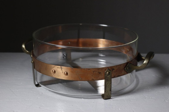 Nilsjohan Sweden - Grand Plat Four/Service Cuivre & Verre "Traktör" Design 1980s – Accessoires de table, Glass (photo 2 of 8)