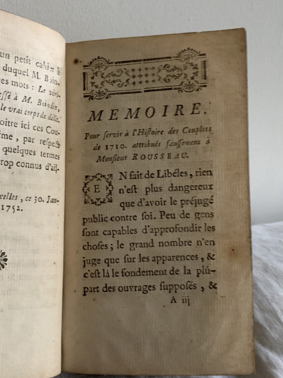 Mémoire Couplets De 1710 - Rousseau Rare EO - Ex-Libris + – Cadeaux, Leather, Paper (photo 9 of 15)