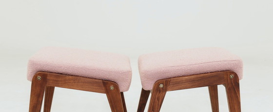 Image 1 of Sgabello scandinavo rosa bouclé set di 2