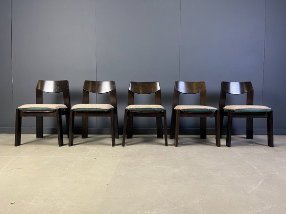 Image 1 of Satz von 5 brutalistischen Esszimmerstühlen, 1970er Jahre