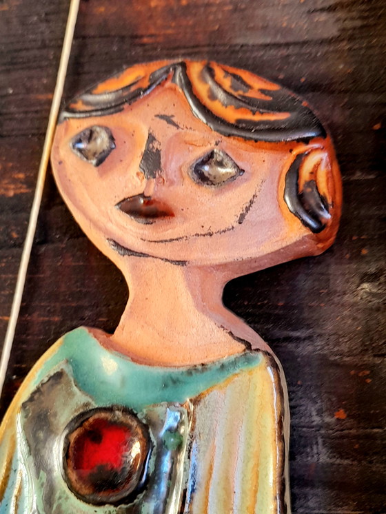 Image 1 of Pannello in legno e ceramica di Roland Zobel, 1970