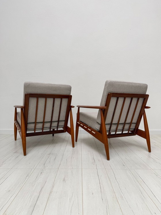 Image 1 of 1/2 Poltrona danese in teak anni '60 – Poltrona lounge di metà secolo con rivestimento nuovo