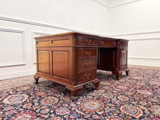Scrivania da partner Chesterfield inglese classica – Mobili, Leather, Wood (photo 5 of 21)