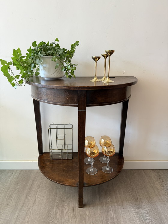 Halfronde Console Tafel Vintage – Wood (photo 6 of 7)