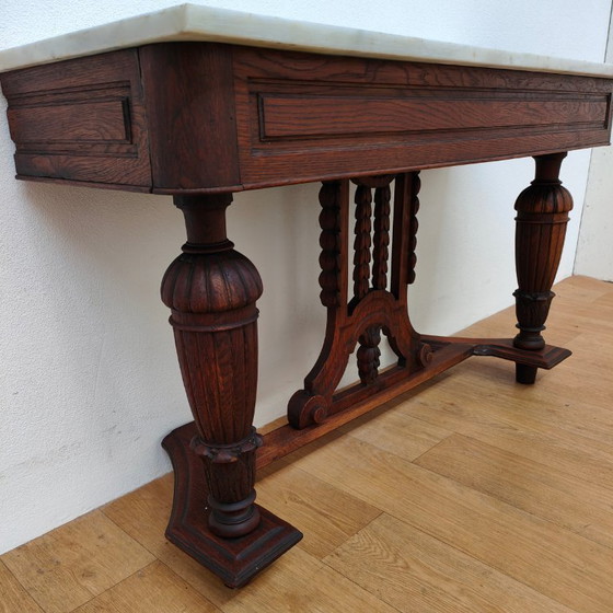 Image 1 of Antique French side table, hall table, side table with marble top