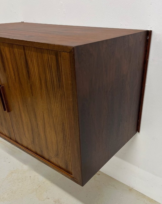 Image 1 of Rosewood Tambour Door Cabinet By Kai Kristiansen For Feldballes