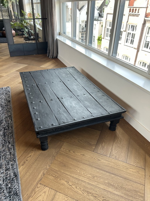 Antieke Indiase Poorttafel Zwart (180x115x35)