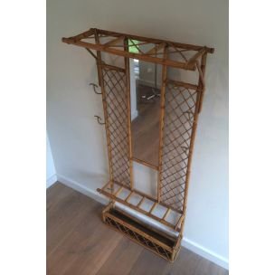 Image 1 of French vintage coat rack in rattan, 1970