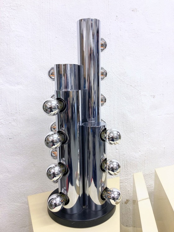 Image 1 of Rare Italian space age design table lamp column lamp 20-light 70s