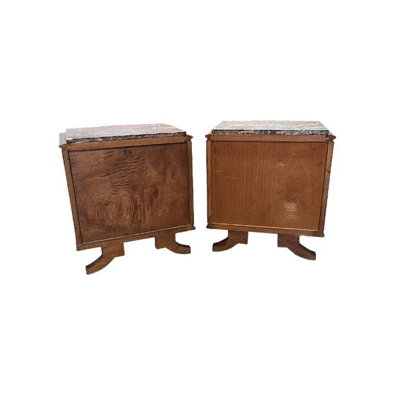 Stel Franse Art Deco Nachtkastjes Met Marmer Blad, Jaren 30 – Wood (photo 7 of 12)