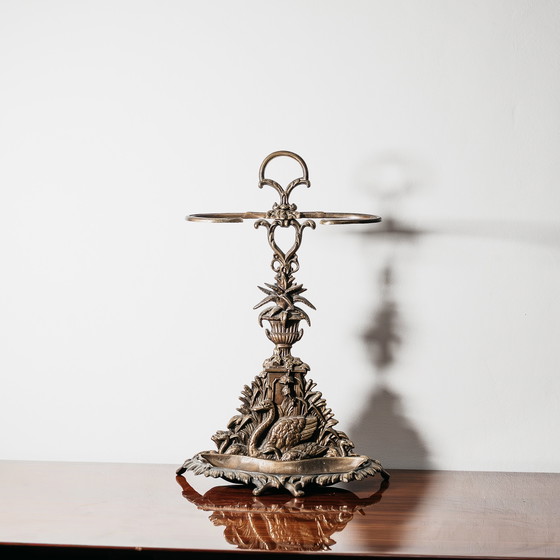 Image 1 of Art Nouveau Brass Umbrella Stand, France, 1960s, Vintage Design