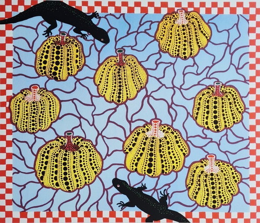 Nach Yayoi Kusama, Schwarze Eidechsen, Lithografie, 1990er Jahre