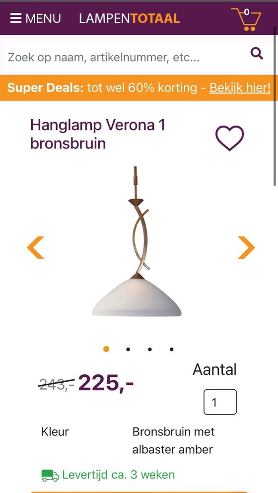 Image 1 of Lampada a sospensione antica/design Masterlight Verona 1 bronzo-marrone