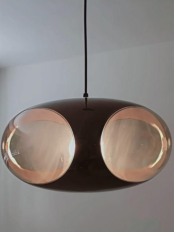 Image 1 of Prachtige Space Age Hanglamp 'Dijkstra stijl' – Jaren 70 Oranje/Bruin