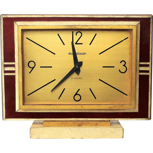 Vintage leather and parchment clock by Jaeger Le Coultre, 1940